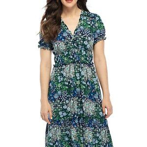 MICHAEL Michael Kors Paisley V-Neck Ruffle Smock Dress EUC